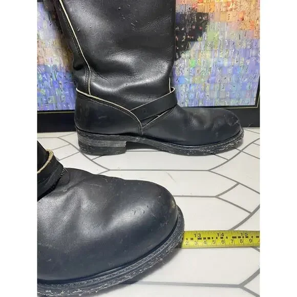 Vtg bike Buckle STEEL TOE Nylon Corded ENGINEER Motorcycle BOOTS 11.5